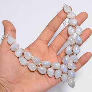 Antique Jewelry Rainbow Moonstone <b>Necklace</b> 925 Sterling <b>Silver</b> with Natural Oval Shape Gemstone <b>Birthstone</b> <b>Necklace</b> - Product Image 1