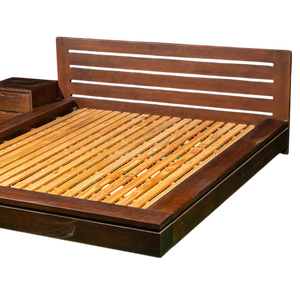 Lit de style japonais couleur noyer bois de chêne blanc simple élégant design antique et minimaliste pour la maison matériau acajou appartement - Product Image 5