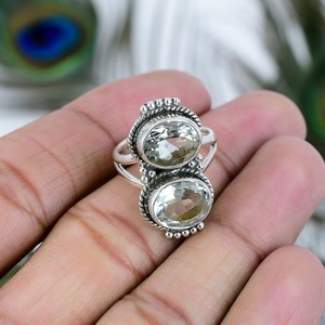 925 argent Sterling meilleur créateur de mode bijoux en argent vert améthyste Cabochon pierre précieuse bague faite à la main avec 925 argent estampillé - Product Image 3