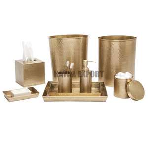 Ensemble de salle de bain de luxe en acier inoxydable 304 de qualité supérieure, tendance et très vendu, huit pièces, facile à nettoyer, design martelé - Product Image 1