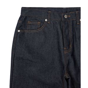 Pantalon droit taille haute semi-ample en denim brut avec tissu en toile INDIGO West Grand <span class=keywords><strong>Boulevard</strong></span> - Product Image 3