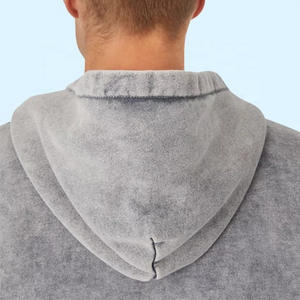Vente en gros – Sweat à capuche zippé pour homme, coupe classique, avec logo personnalisé, poches élégantes, tricoté, imperméable, teint uni, 400g, OEM – Collection Hiver - Product Image 3