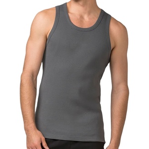 Camiseta sin mangas ajustada vintage personalizada 2026 para hombre, de canalé elástico, transpirable, para fitness, yoga y entrenamiento, estilo jersey de corte largo. - Product Image 1