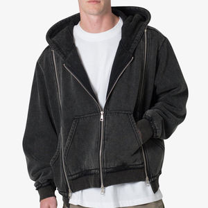 Nouveau Hoodie Tendance à Fermeture Éclair, Style Streetwear Automne, Coupe Oversize, Écologique, Triple Fermeture Éclair, Personnalisable, 100% Coton - Product Image 2