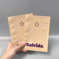 Sachet en papier refermable biodégradable de qualité alimentaire avec logo personnalisé, pochette plate transparente pour thé, sac refermable en papier