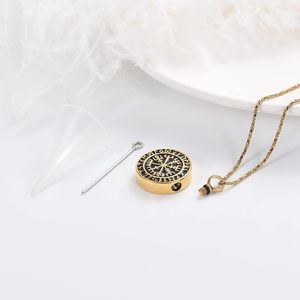 Bijoux de crémation en or collier d'urne boussole runique Viking pour cendres hommes souvenir mémorial pour cendres humaines taille personnalisée - Product Image 4