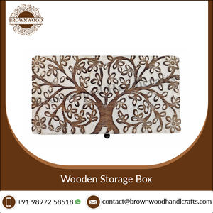 Boîte de rangement en bois de mangue massif, fabricant indien de haute qualité, vente en gros, couleur blanc délavé, sculpté à la main - Product Image 2