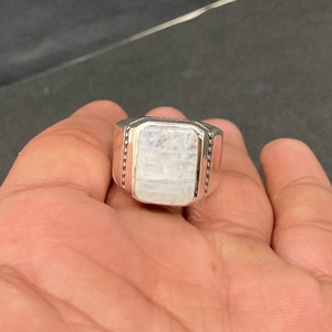 แหวนแต่งงานเงินสเตอริ925ของผู้ชายเครื่องประดับเพชรทำด้วยมือพลอยธรรมชาติมูนสโตนคริสตัลโรเดียมของขวัญที่สมบูรณ์แบบสำหรับ - Product Image 6