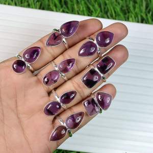 Natural púrpura Trapiche amatista doble piedra anillos joyería increíble calidad a granel al por mayor Collet anillos - Product Image 2