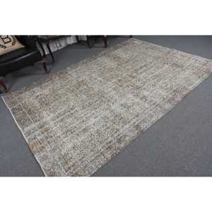Rug, 6.1x8.9 ft Vintage Rug, <b>Brown</b> Floral Rug <b>Wool</b> - Product Image 5