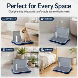 Inodoro de plástico lavable de 51 cm para cachorros con protector contra salpicaduras, inodoro interior para perros pequeños, envío directo desde la UE con poste para orina. - Product Image 2