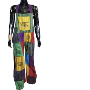 Nuevo mono largo de moda para mujer con tela de parche de algodón Boho Harem Romper para verano, descansar o Festival Vibes - Product Image 1