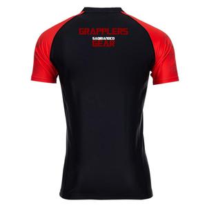 Short Sleeve Stretch Breathable Lightweight Spandex/Polyester <b>BJJ</b> MMA <b>Rash</b> <b>Guard</b> for Adult Men - Product Image 3