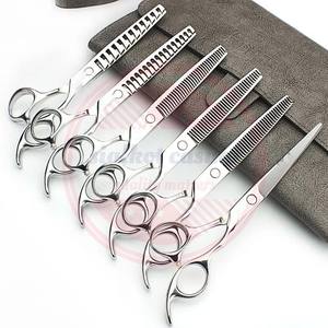Kits de tijeras de corte de pelo \ 6 piezas Juego de tijeras de corte de pelo de acero inoxidable Adelgazamiento Recto Profesional Peluquería Cizalla - Product Image 6