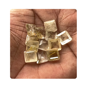 หินควอตซ์พลอยเทียมสีทองธรรมชาติเจียระไนแบบหลวมเจ้าชายตัดเป็นรูปร่าง10x10มม. เกรด AAA ขัดสำหรับทำเครื่องประดับ - Product Image 1