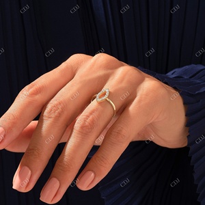 IGI Certified Real Diamond Manufacturer Pave Diamond Open Eye Ring Anillo de protección de anillo de apilamiento minimalista 0.16CTW 1,40 MM Band - Product Image 6