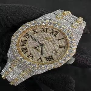 VVS Moissanite diamant clouté montre pour hommes en acier inoxydable glacé Hip Hop montre de luxe montre de mode élégante - Product Image 1