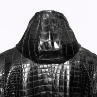 Veste en cuir pour homme de style bomber en cuir de vache véritable embossé croco avec capuche en fourrure de qualité supérieure, couleur noire, personnalisation disponible
