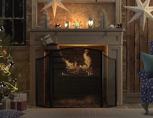 Pantalla de chimenea de 3 paneles de Metal para prevención de incendios de hierro forjado antiguo barato tradicional para mejora de interiores - Product Image 5