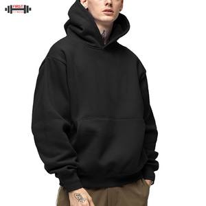 Best Quality French Terry Fleece Hoodie No <b>String</b> Custom 100% Cotton Regular Fit <b>Black</b> Winter Anti-Pilling Windproof 300gsm - Product Image 1