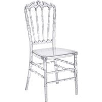 Set mit 4 eleganten Acryl-Esszimmers tühlen mit Rückenlehne Transparenter Ghost Clear Crystal Chiavari Event-Stuhl für Hochzeiten