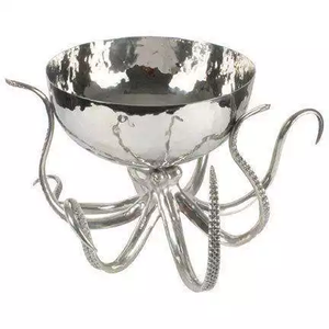 Soporte de tazón de servicio clásico para hogar, Hotel, restaurante, cuencos de frutas, decoración, color plateado, moderno, Metal, ensalada, plato de sopa, mesas - Product Image 3