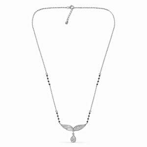 Compre un Mangalsutra de Plata Pura con Baño de Oro, Cadena de Perlas y Diamantes, Estilo Étnico Religioso, Regalo Perfecto para su Esposa - Product Image 3