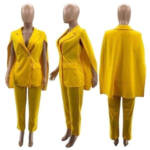 Sorority <b>Yellow</b> Customized OEM Oversized Club Wear Casual Formal Trousers Sorority Suits Sleeveless Shawl Business <b>Blazer</b> - Product Image 1
