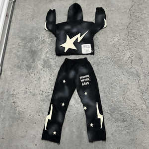 Pantalon évasé personnalisé des fabricants de vêtements survêtement Vintage lavage à l'acide soleil délavé imprimé bouffant coton jogging survêtements hiver - Product Image 4