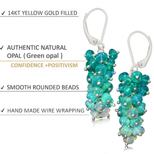 Pendientes de Plata de Ley 925 hechos a mano, Ópalo verde Natural con cuentas, joyería de piedra natal para mujer, Idea de regalo para fiesta de boda - Product Image 3