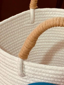 Best Quality <b>Round</b> Jute <b>Basket</b> White & Beige Storage <b>Basket</b> for Home Decor Jute Organizer Decorative and Multipurpose - Product Image 2