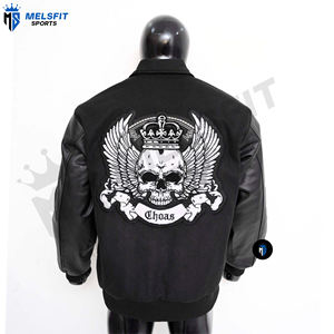 Vestes universitaires pour hommes en gros 2025, patchs brodés personnalisés, col montant, veste d'hiver - Product Image 2