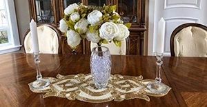 Christmas <b>Dining</b> <b>Table</b> Beaded <b>Runner</b> Placemat Handmade Cloth Decorative Wedding Mat With Leaves Design for Home Use - Product Image 3