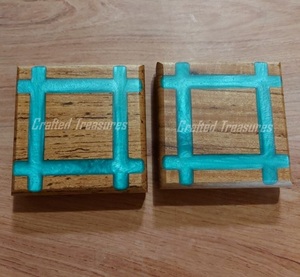 Designer Premium Coasters Set of 5 Natural Wooden & Resin Drink & <b>Bar</b> Glasses Thickness Great Value <b>Mats</b> & Pads - Product Image 6