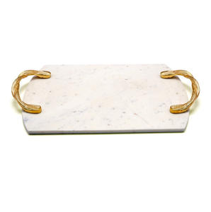 Plateau de service en marbre de qualité supérieure, plateau de service pour hôtel et restaurant, poignée en laiton, rangement artisanal, plateau de rangement en marbre - Product Image 1