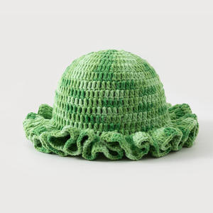 Sombrero de Pescador Tejido a Mano con Volantes y Borde Plegado, Teñido con Satén, Cálido, Casual, Unisex, para Invierno - Product Image 4