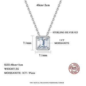 Pendentif et boucles d'oreilles en moissanite argentée taille Asscher 1 carat, éclat intemporel, D VVS1 avec certificat GRA pour fiançailles - Product Image 3