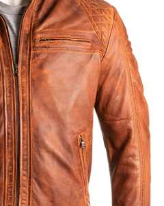 Top Design 100% Veste d'hiver à manches longues et à col montant en cuir de haute qualité pour hommes Design personnalisé disponible à un prix raisonnable - Product Image 3