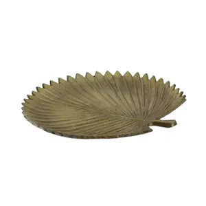 Dernier arrivage Nouveau plat de service en forme de feuille en aluminium plaqué or rose plateau et assiette pour dessus de table fruits servant des aliments - Product Image 3