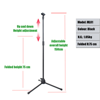 Support de Microphone Professionnel sur Trépied Xtuga Série ML, à Perche Télescopique et Réglable en Métal, pour Enregistrement, Diffusion en Direct et Scènes