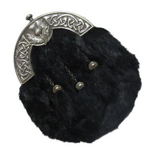 Sporran profesional de piel de conejo hecho en fábrica, bolsa Kilt de cuero de calidad Premium con cinturón de cadena, accesorio de vestido escocés - Product Image 5