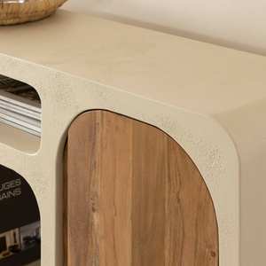 Dalva concrete effect MDF and acacia wood <b>sideboard</b> - Product Image 3