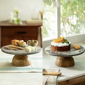 Round Shape Natural Handmade Acacia <b>Wood</b> <b>Cake</b> Stand for Birthday Party Display <b>Cake</b> Stand - Product Image 1