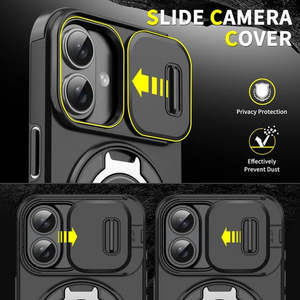 เคส iPhone 17 Air พร้อมขาตั้งแม่เหล็กแบบหมุนได้และฝาปิดกล้อง สีดำ - Product Image 4