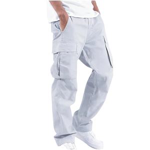 Pantalones de chándal informales para hombre, pantalones Cargo de ajuste relajado, pantalones de chándal con cordón para senderismo, pantalones deportivos de sarga de algodón transpirables para exteriores - Product Image 1
