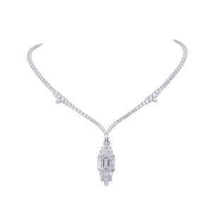 Delicate Multi Shape Diamond Splendor Necklace 24.07 Ct F VVS2 Lab Grown Diamond In 18K White <b>Gold</b> For Bridal Anniversary Gift - Product Image 1