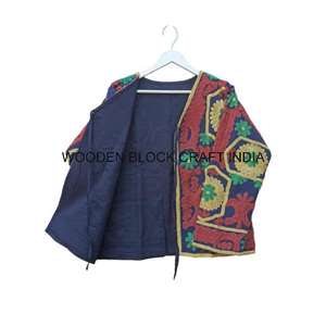 Chaqueta de Invierno para Mujer, Tejida a Mano, de Algodón, con Estampado Floral, Botones, Bordado a Máquina, Largo Regular, Transpirable - Product Image 4