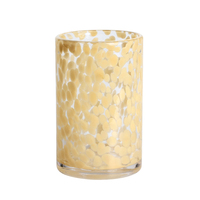Pot de bougie en verre soufflé à la main de luxe personnalisé jaune tache de léopard 10oz 8oz verre clair vide avec couvercle pour la fabrication de bougies parfumées