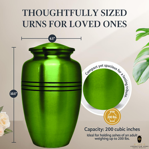 โกศบรรจุอัฐิสำหรับผู้ใหญ่ สไตล์ยุโรป ทำด้วยมือ สีเขียวและดำ ขนาด 10 นิ้ว พร้อมถุงกำมะหยี่ เป็นมิตรกับสิ่งแวดล้อม ทนทาน - Product Image 5