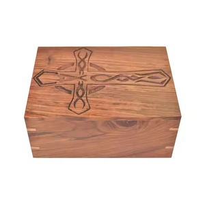 Croix sculptée de jésus sous le livre boîte de crémation en bois artisanale urnes bordures en palissandre gravure pour cendres humaines et animaux de compagnie - Product Image 5
